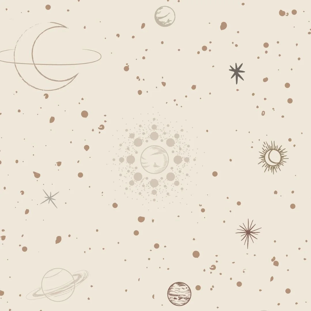 Behang voor de kinderkamer met sterren in ruimte thema van Little Amour
