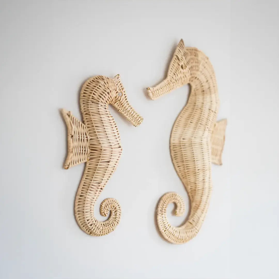 Rotan wanddecoratie zeepaardjes voor de kinderkamer