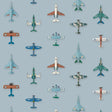 Behang met verschillende vliegtuigen voor jongenskamers.