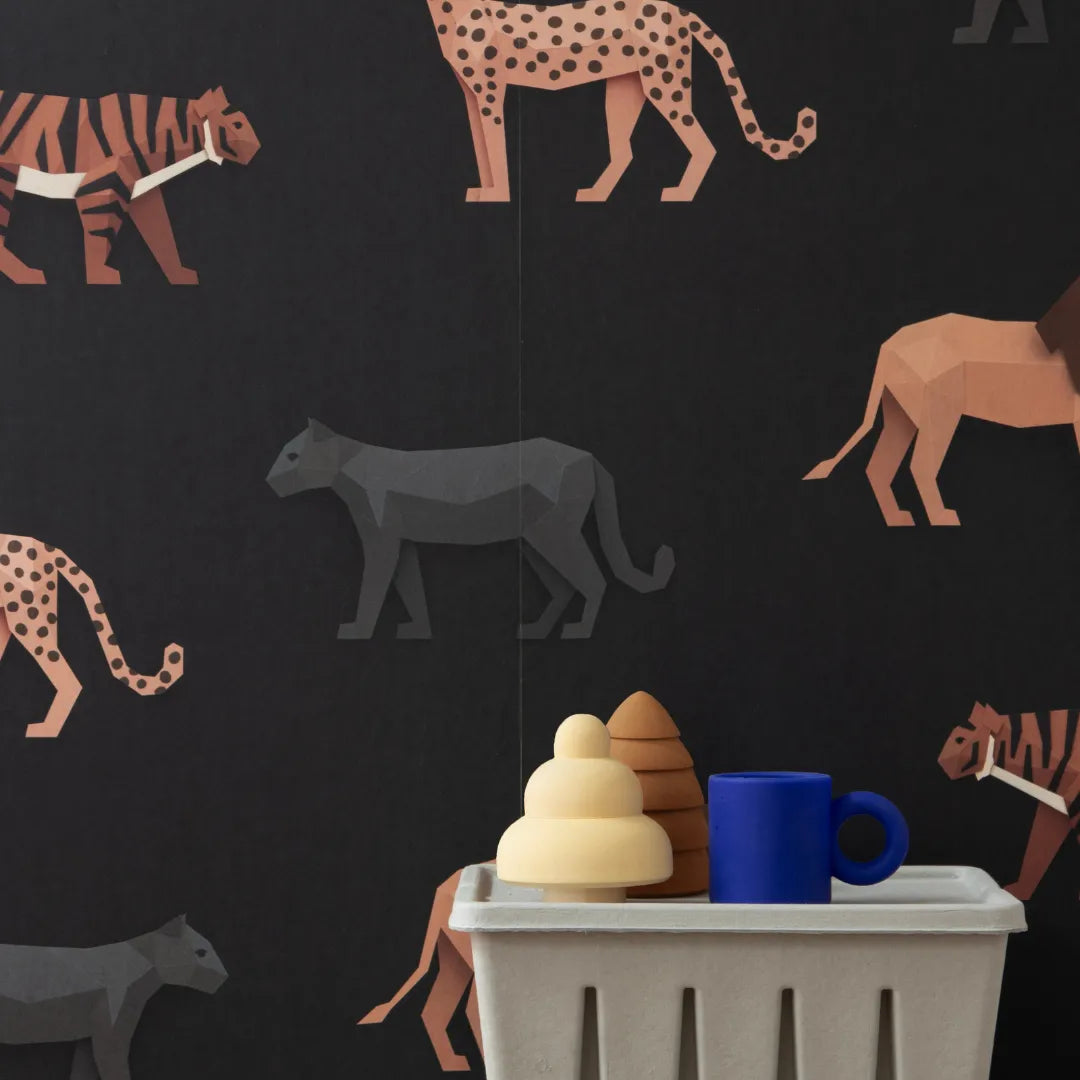 Behang met panters, tijgers en andere safaridieren voor kinderkamers
