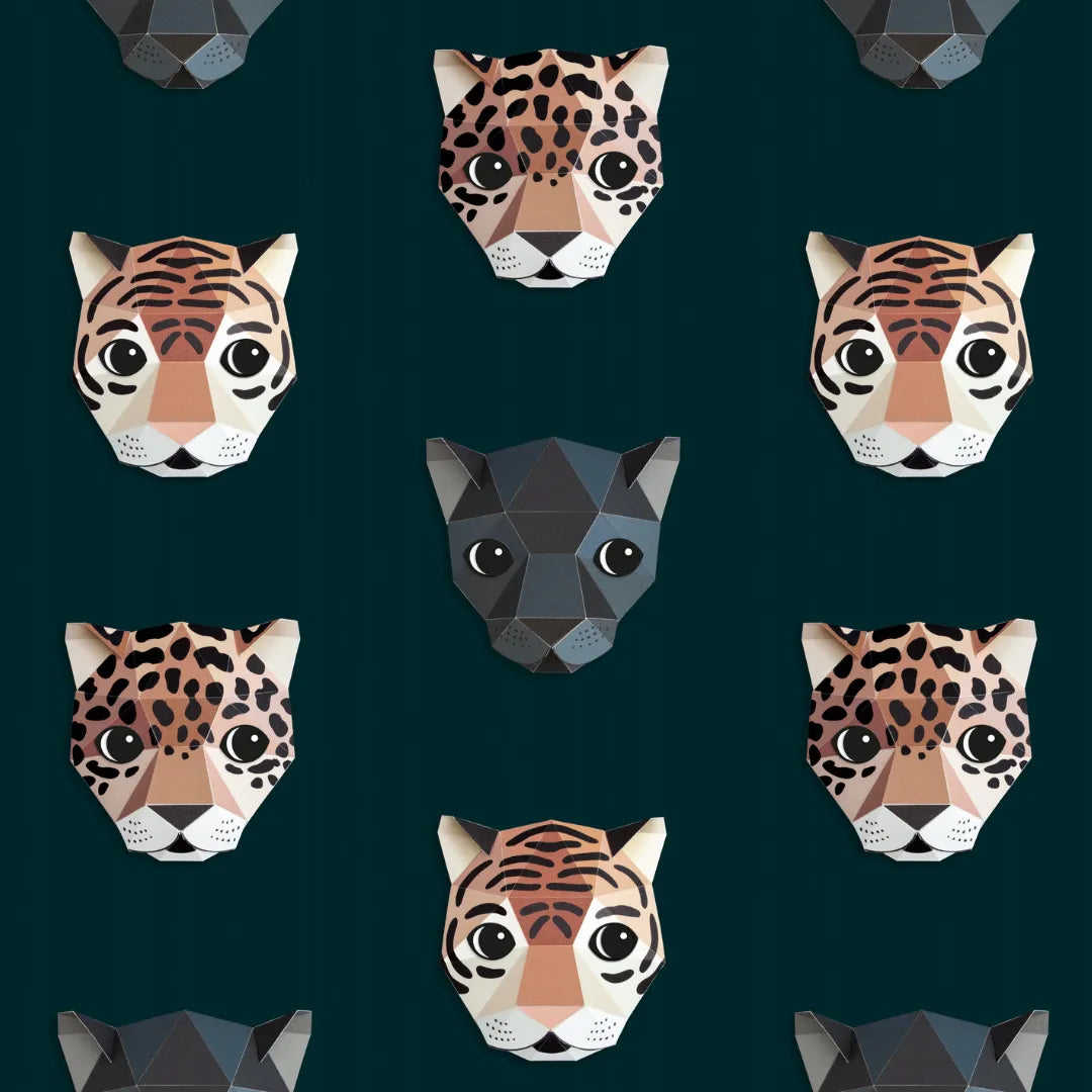 Safari behang met panterkoppen voor kinderkamers