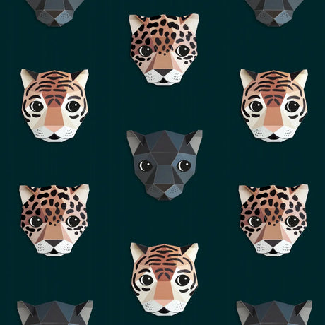 Safari behang met panterkoppen voor kinderkamers