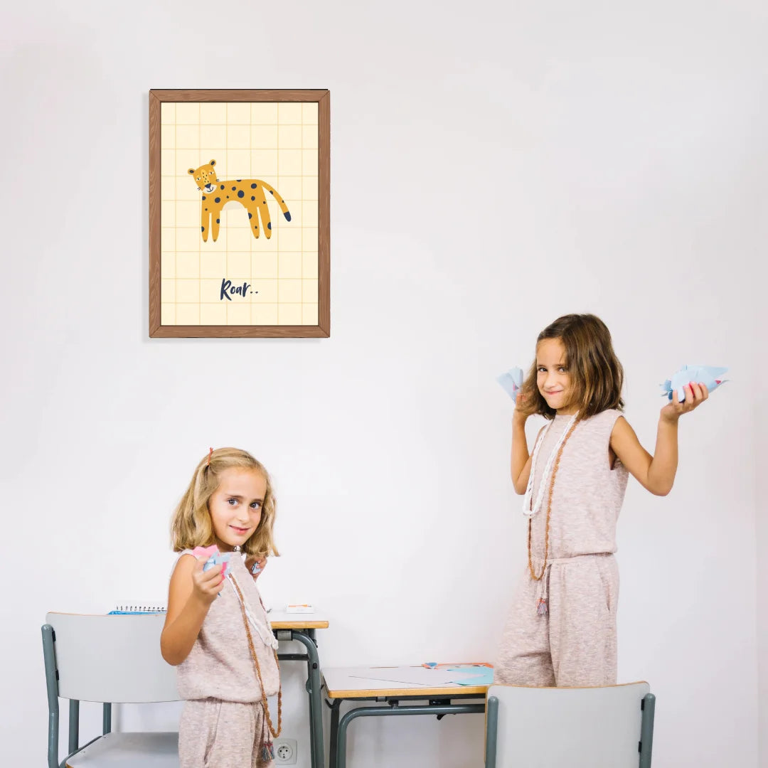 Roar retro panter poster voor kinderkamers.