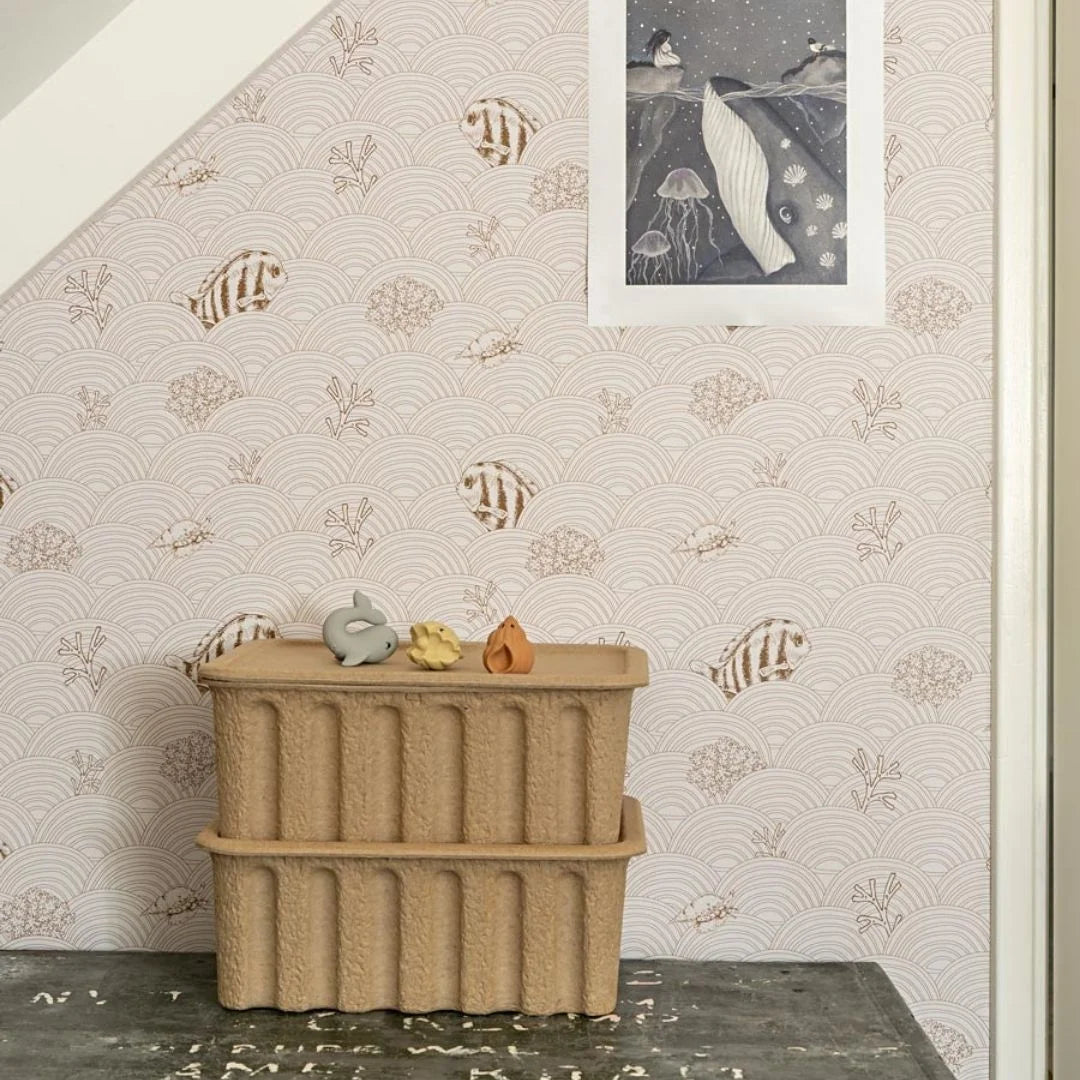 Behang voor de kinderkamer onder zee wereld met vissen