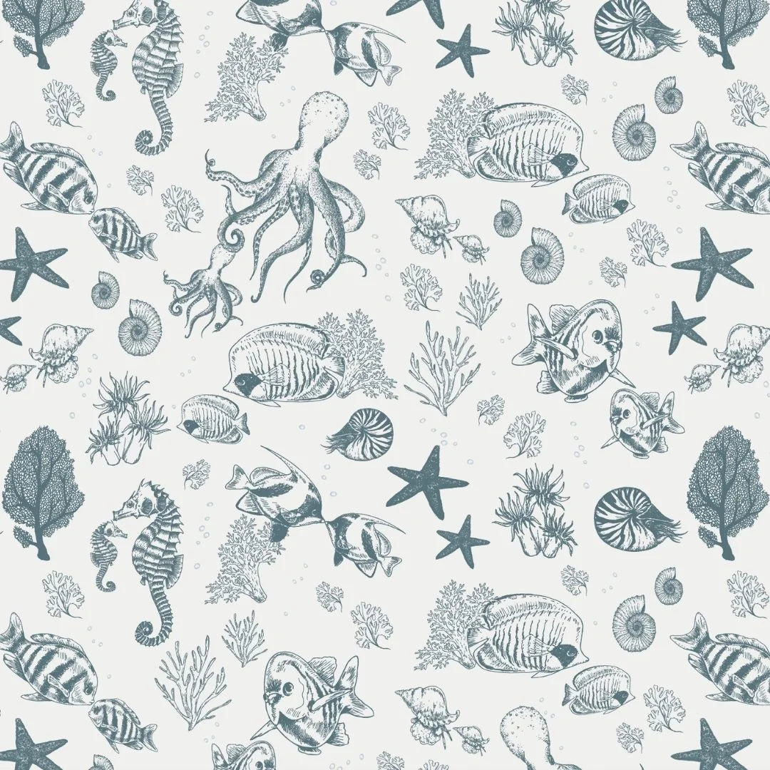 Behang voor de kinderkamer onder zee wereld met vissen