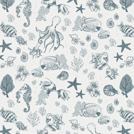 Behang voor de kinderkamer onder zee wereld met vissen