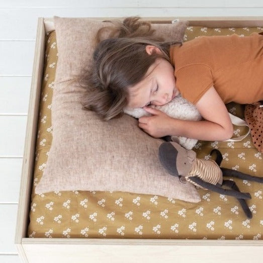 Bibelotte éénpersoons Hoeslaken Onder de bloemen - okergeel