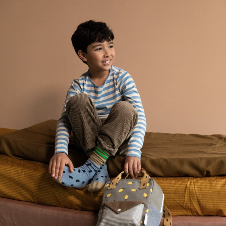 Kinder kniekousen in blauw en groen van Sticky Lemon