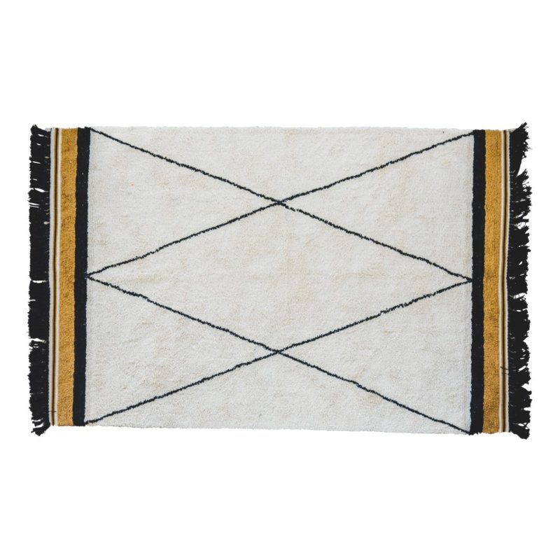 Tapis Petit Vloerkleed Etnic Ocher met ruit en oker gele border