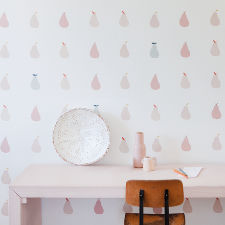 bibelotte-peertjes-roze behang voor de kinderkamer