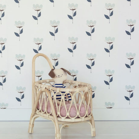 Bibelotte behang - Retrobloem blauw