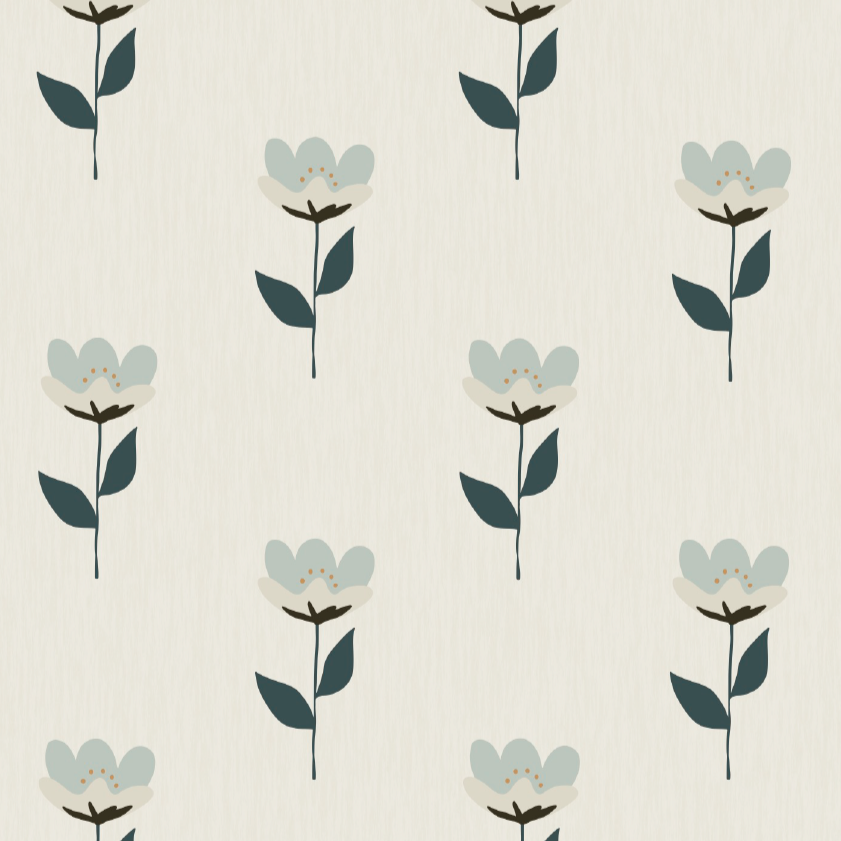 Bibelotte behang - Retrobloem blauw