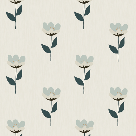 Bibelotte behang - Retrobloem blauw