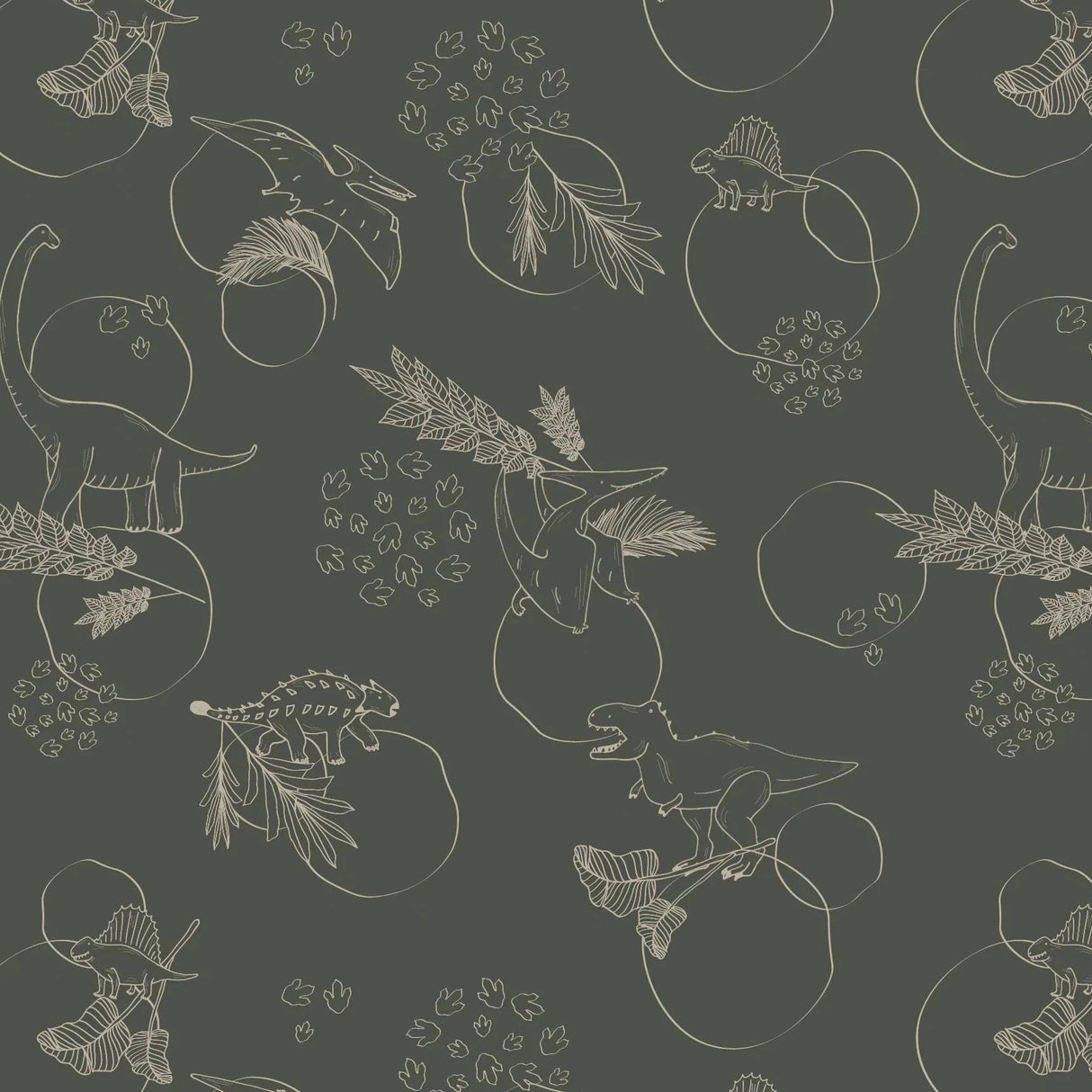 Dino planet groen - Behang