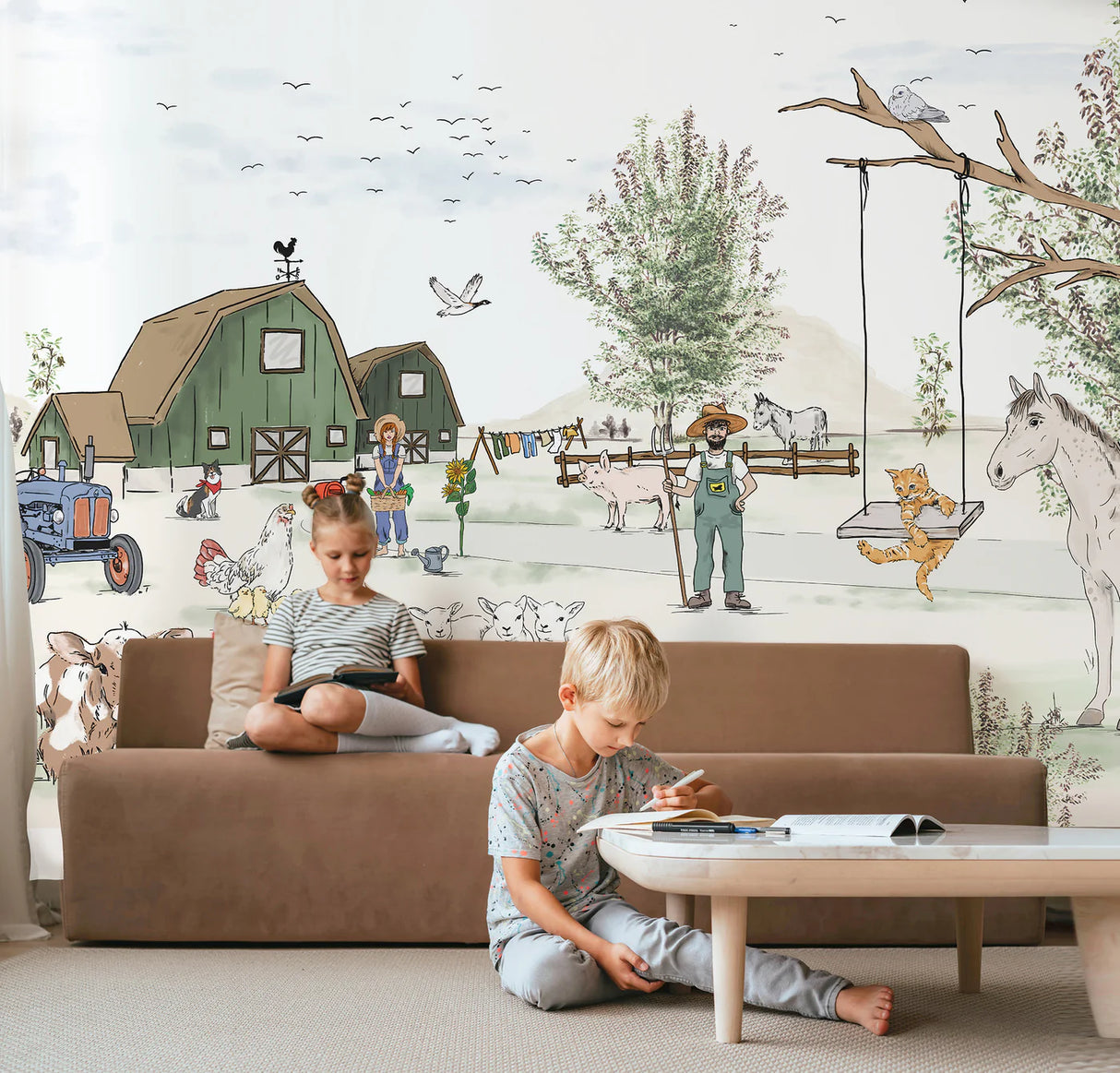 Boerderij behang kinderkamer of babykamer