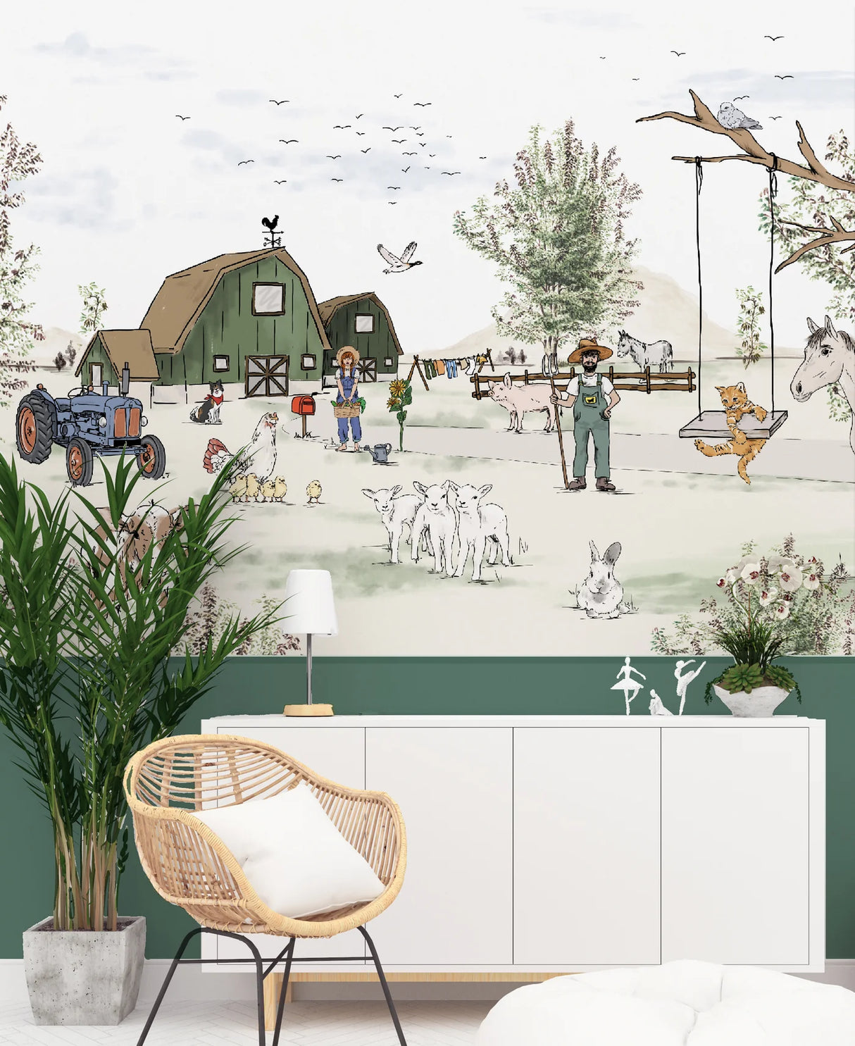 Boerderij behang kinderkamer of babykamer