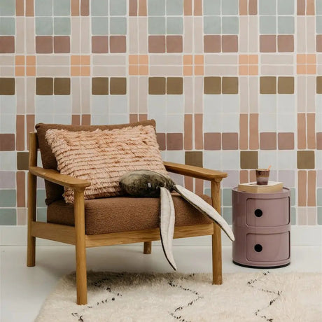 Meisjeskamer geblokt behang van het merk Bibelotte