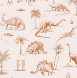 Behang Dino planet pink