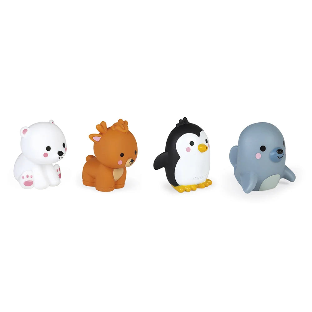 Badspeelgoed spuitfiguur met pooldieren van het merk Janod. Speciaal ontworpen voor peuters en baby’s.