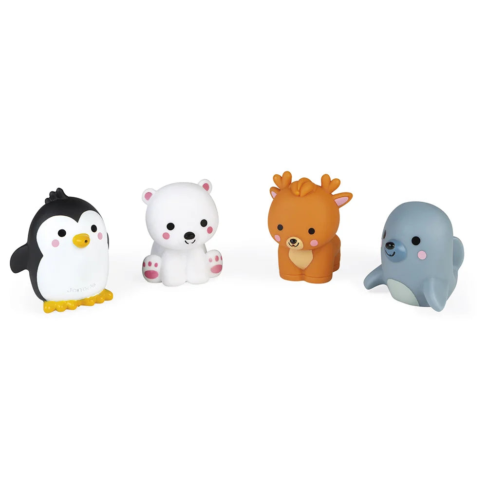 Badspeelgoed spuitfiguur met pooldieren van het merk Janod. Speciaal ontworpen voor peuters en baby’s.