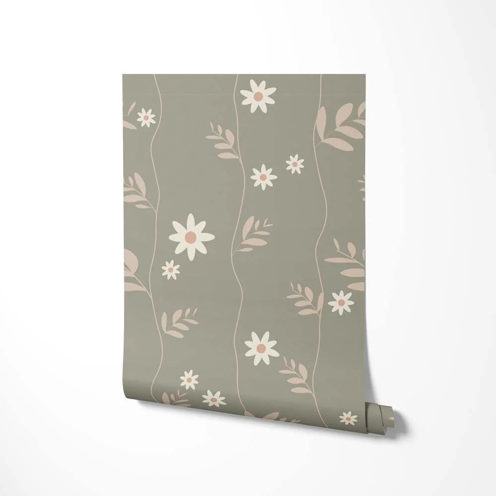 Behang Bloemen Daisy Green