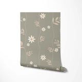 Behang Bloemen Daisy Green