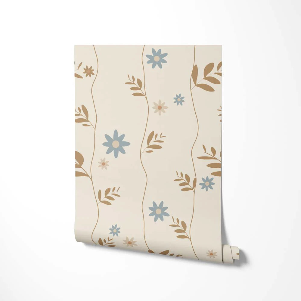 Behang Bloemen Daisy Blue