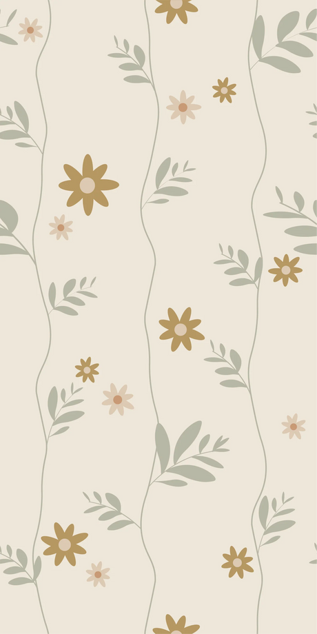 Behang Bloemen Daisy Oker