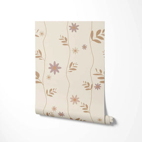 babykamer en kinderkamer behang met bloemen