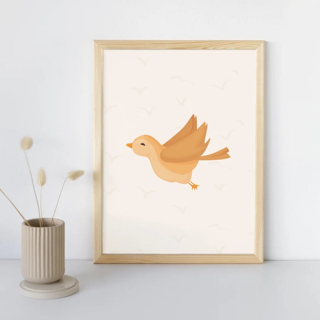 Vogel poster speciaal ontworpen voor babykamer of kinderkamer