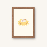 Gans en kip poster. Drieluik met geillustreerde boerderijdieren. Speciaal ontworpen voor babykamer of kinderkamer.