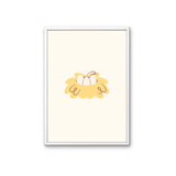 Gans en kip poster. Drieluik met geillustreerde boerderijdieren. Speciaal ontworpen voor babykamer of kinderkamer.