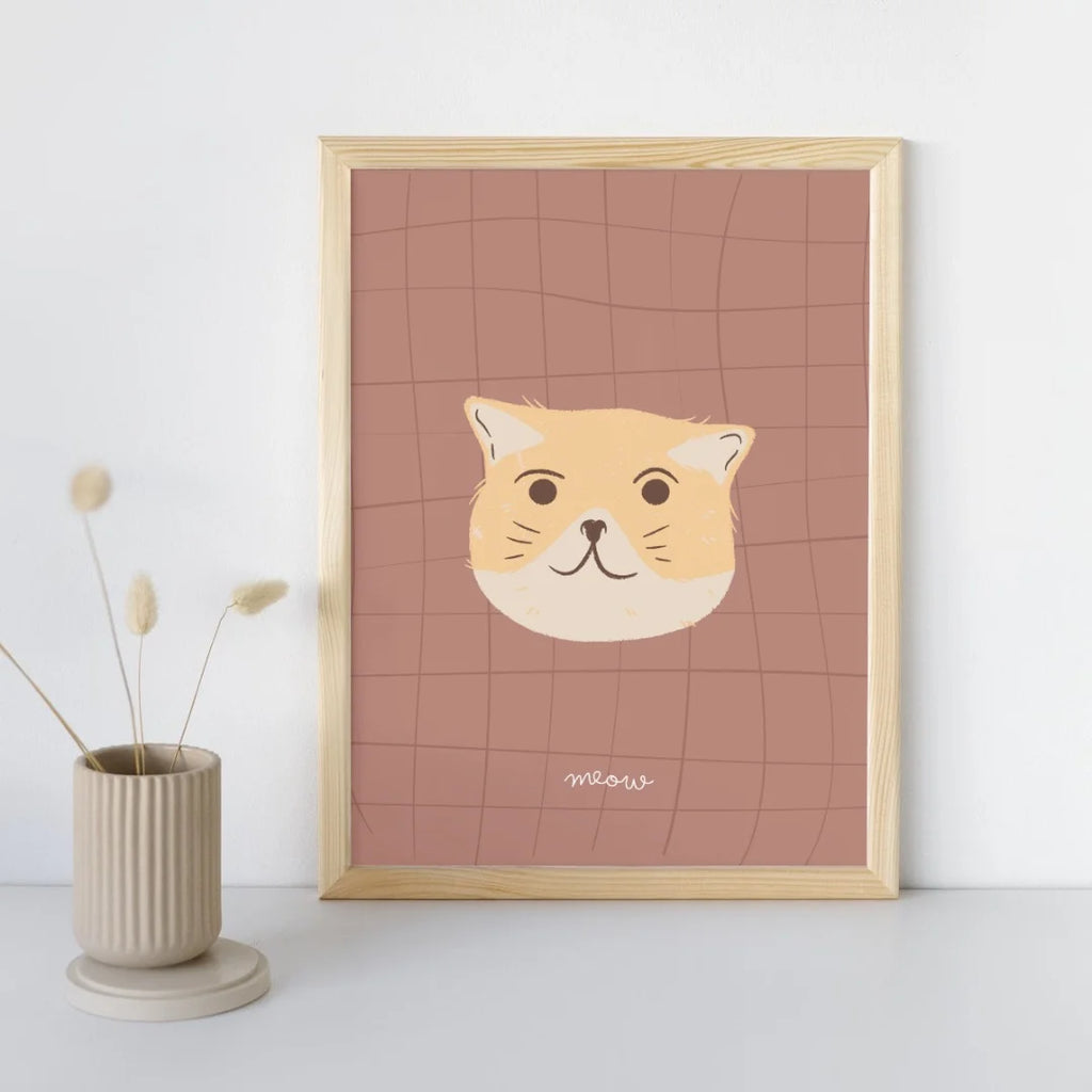 Tweeluik poster kat en hond. Retro stijl, ontworpen voor kinderkamers.