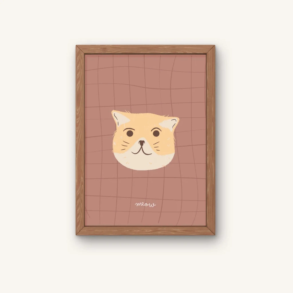 Tweeluik poster kat en hond. Retro stijl, ontworpen voor kinderkamers.