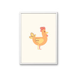 Gans en kip poster. Drieluik met geillustreerde boerderijdieren. Speciaal ontworpen voor babykamer of kinderkamer.