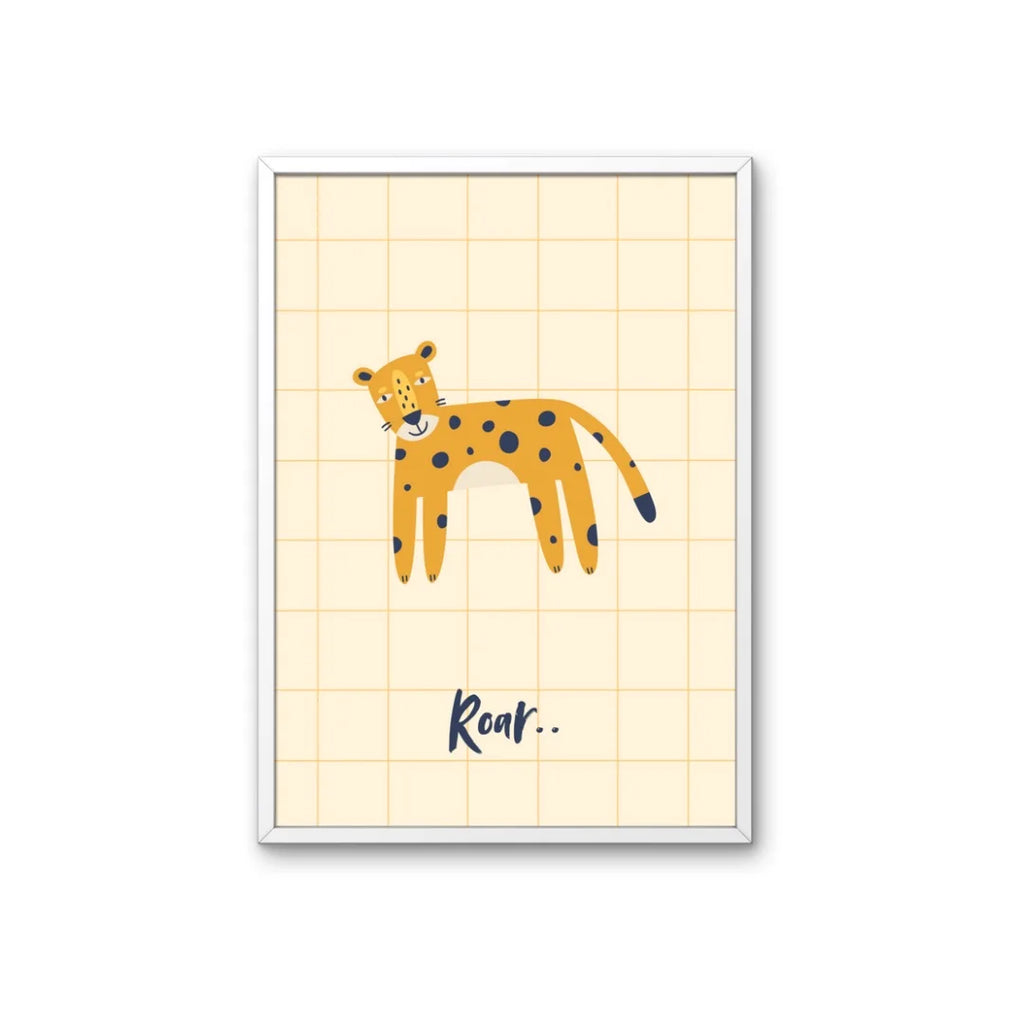 Handgetekende illustratie van een leopard. Poster speciaal ontworpen voor de kinderkamer.