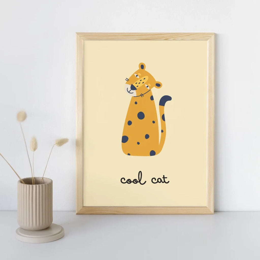 Retro leopard poster voor kinderkamer of babykamer