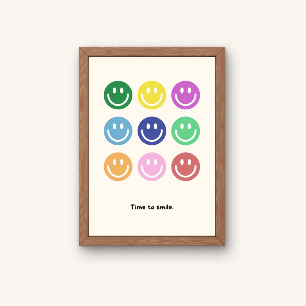 Kleurrijke retro smileys kinderkamer of babykamer poster