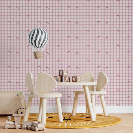 bows strikjes behang roze meisjeskamer