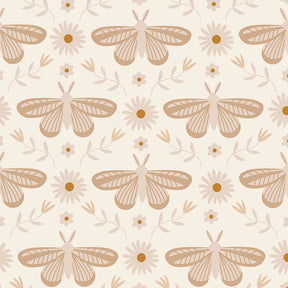 botanical moth behang met bloemen meisjeskamer