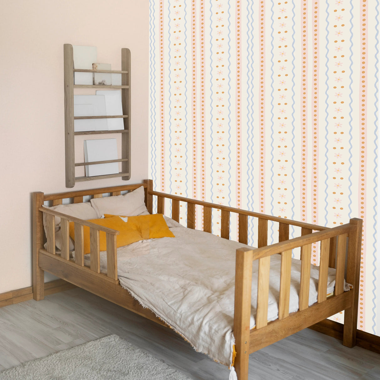 retro bloemen behang voor meisjeskamer en babykamer