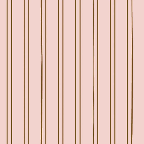 Bibelotte behang Gestreept bloesem, roze gestreept behang met fijne bruine strepen voor de kinderkamer