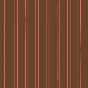 Bibelotte behang Gestreept cacao, bruin gestreept behang met fijne roze strepen voor de kinderkamer