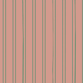 Bibelotte behang Gestreept framboos, roze gestreept behang met fijne groene strepen voor de kinderkamer