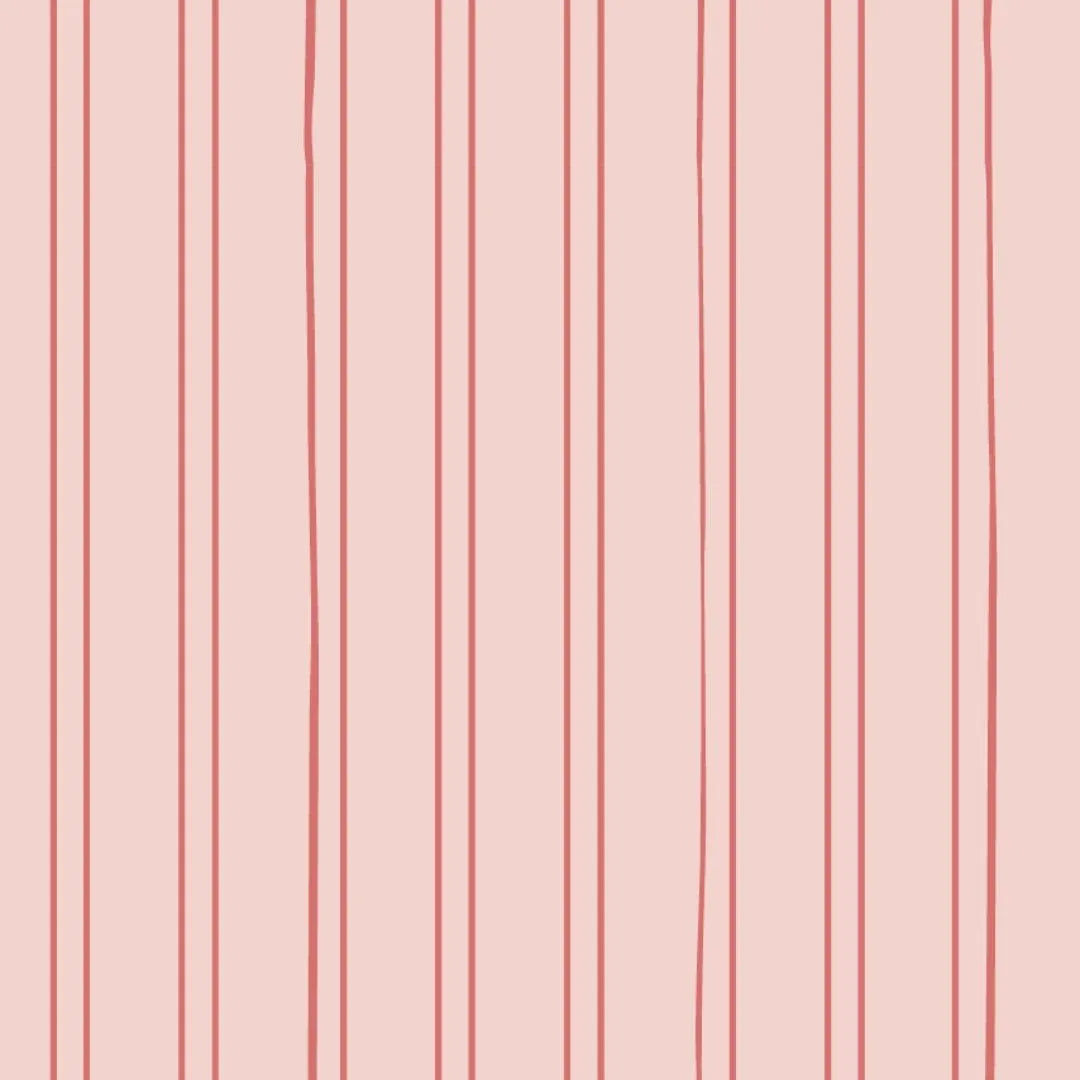 Bibelotte behang Gestreept koraal, roze gestreept behang met fijne koraalrode strepen voor de kinderkamer
