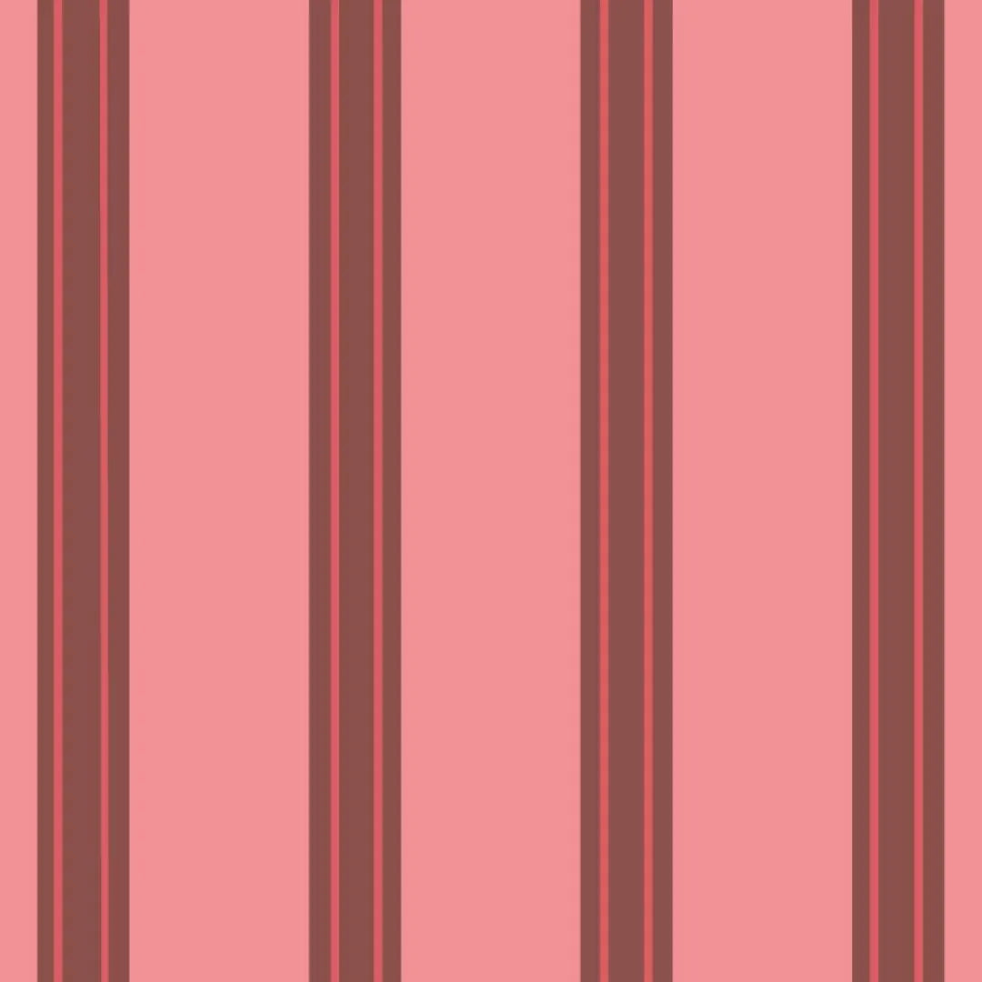 Bibelotte behang Juna kers, roze gestreept behang met donkerrode strepen voor de kinderkamer