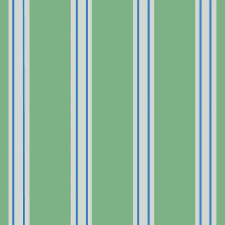 Bibelotte behang Juna twiggy, groen gestreept behang met blauwe strepen voor de kinderkamer