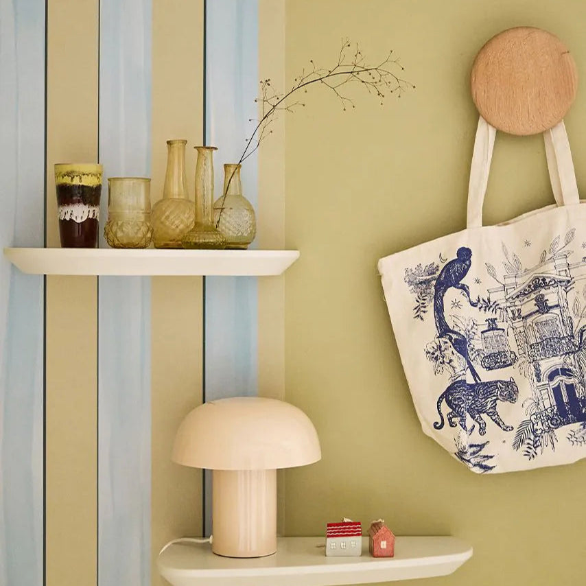 Bibelotte kinderkamer behang met strepen jongens groen blauw