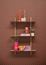 Bibelotte kinderkamer behang met retro blaadjes print paars