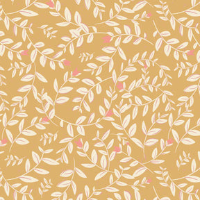 Bibelotte kinderkamer behang met blaadjes - natuur meisjes geel